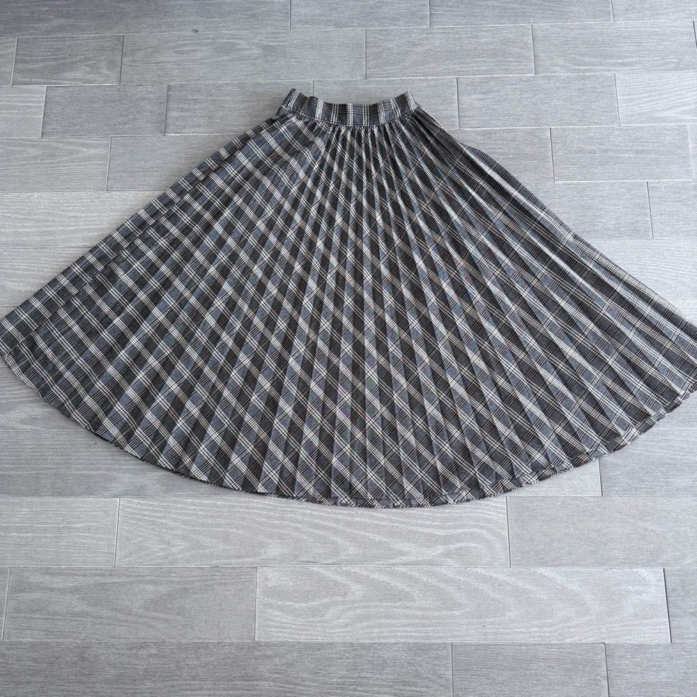 The Row Plaid Wool A-Line Midi Skirt S High Waist Pleated Quiet Luxury Academia - Picture 11 of 16